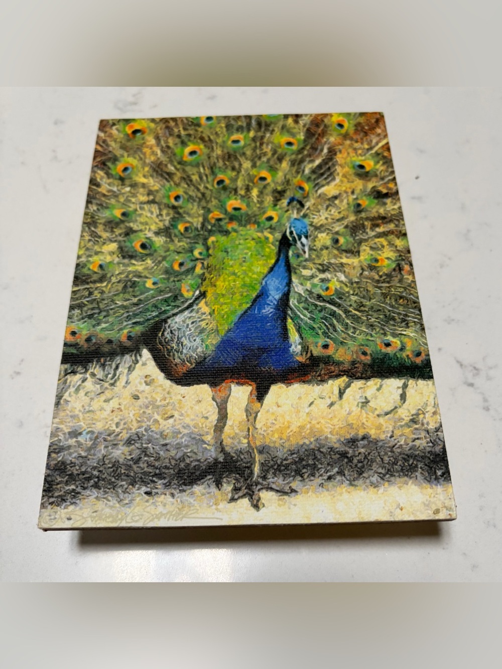 Peacock Art Wood Wall Decor - Vibrant Blue & Green